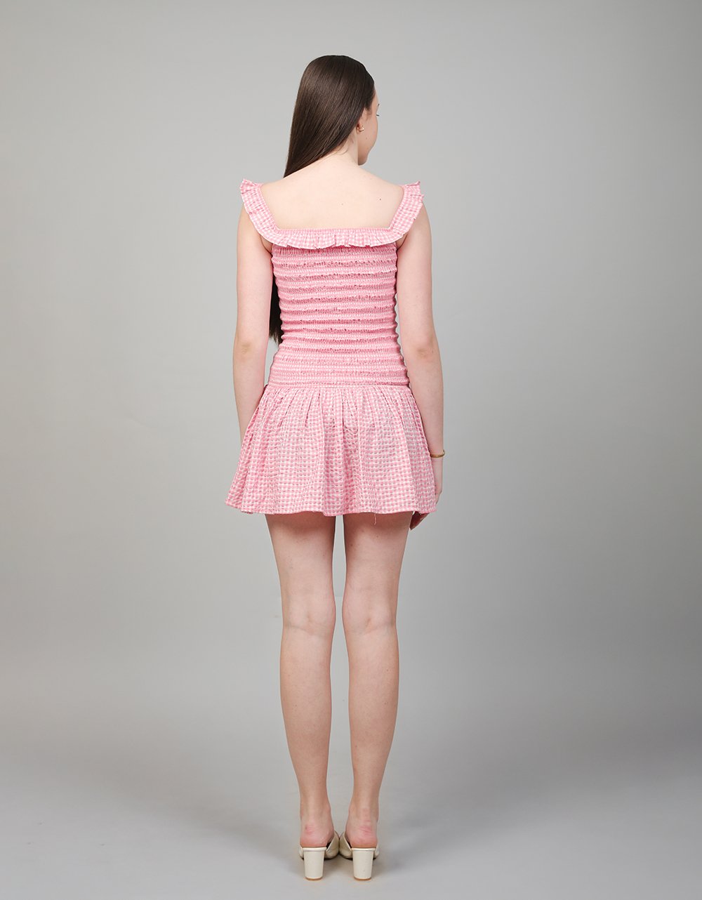 100% cotton Gingham Check Smocked Dress