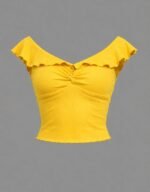 Neck Ruffle Front Twist Top