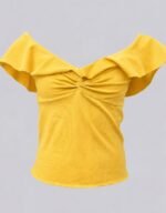 Neck Ruffle Front Twist Top