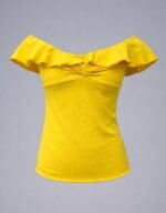 Neck Ruffle Front Twist Top