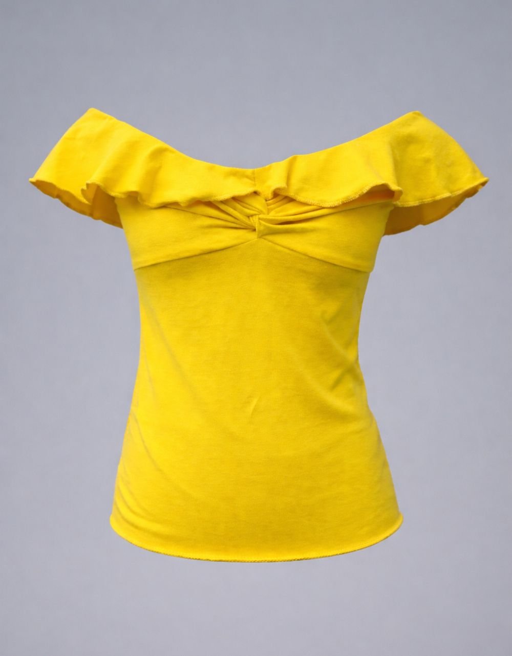 Neck Ruffle Front Twist Top