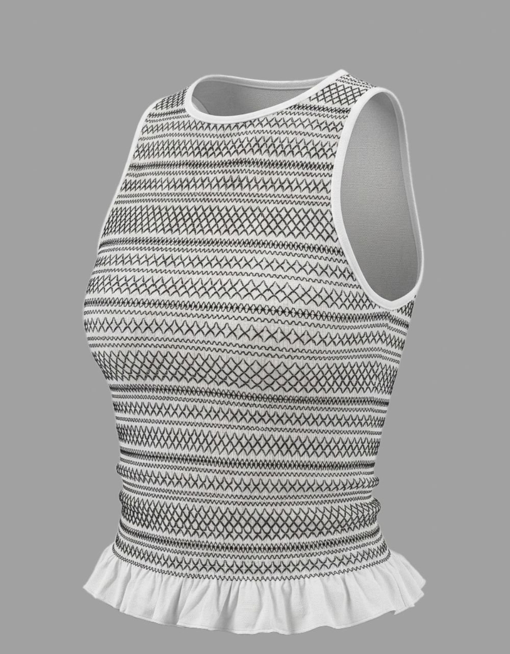 Black & White Smocked Top