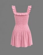 100% cotton Gingham Check Smocked Dress