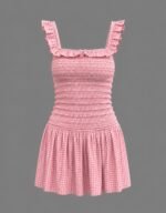 100% cotton Gingham Check Smocked Dress