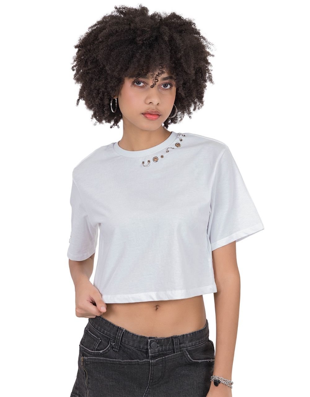 Neck Detail Crop Tee