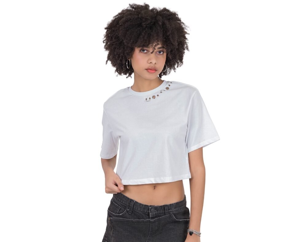 Neck Detail Crop Tee