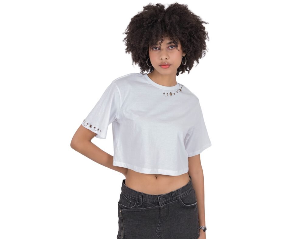 Neck Detail Crop Tee