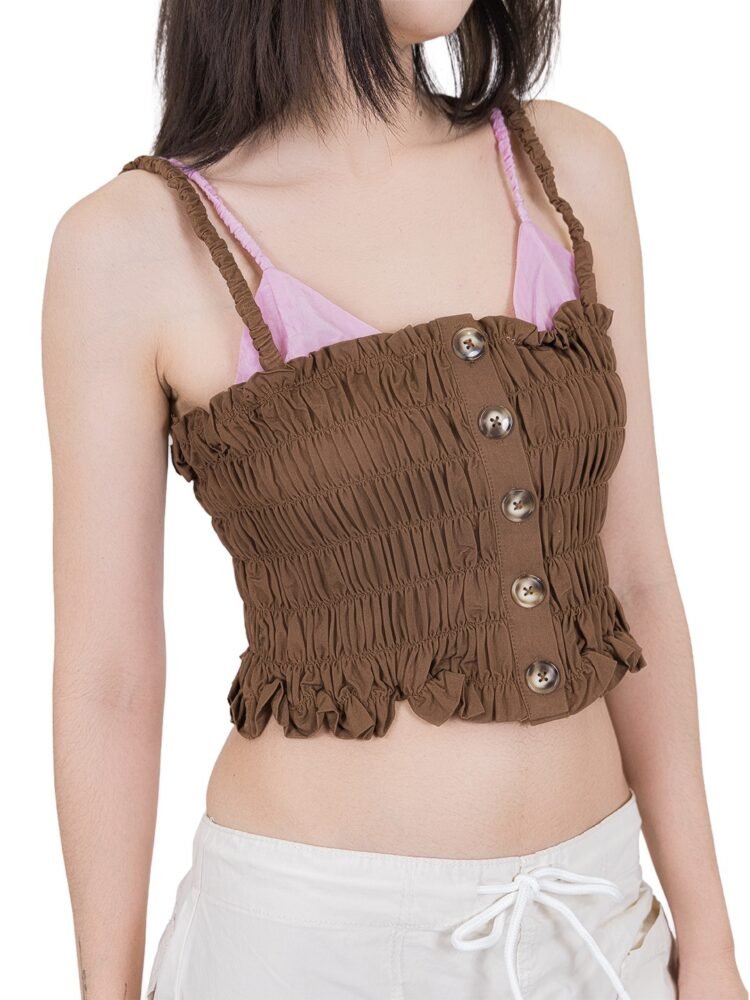 Ruched Double Fabric Top