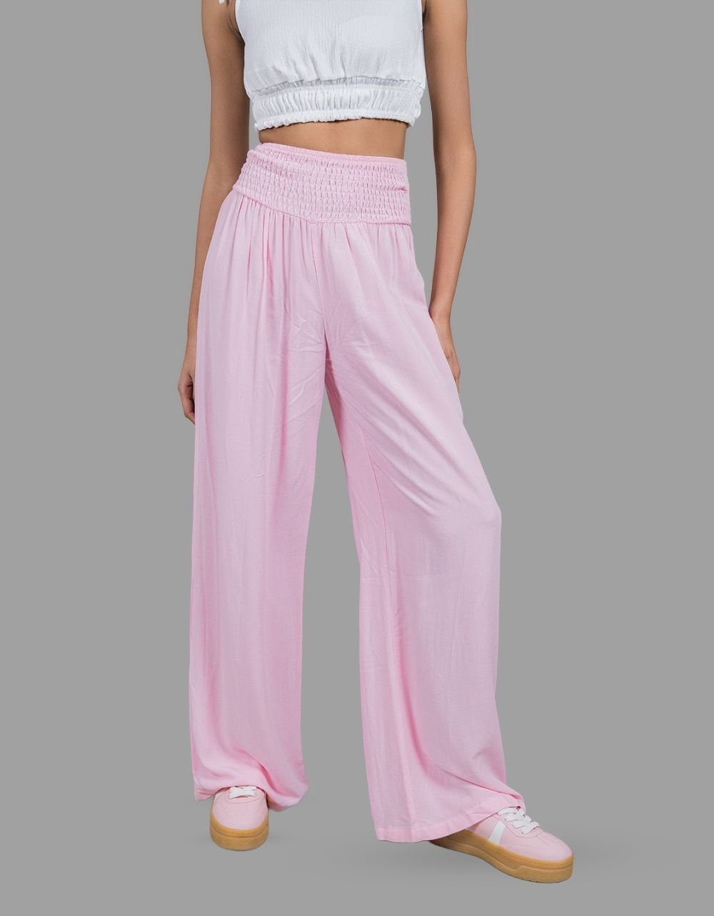 Smocked Cotton Pants