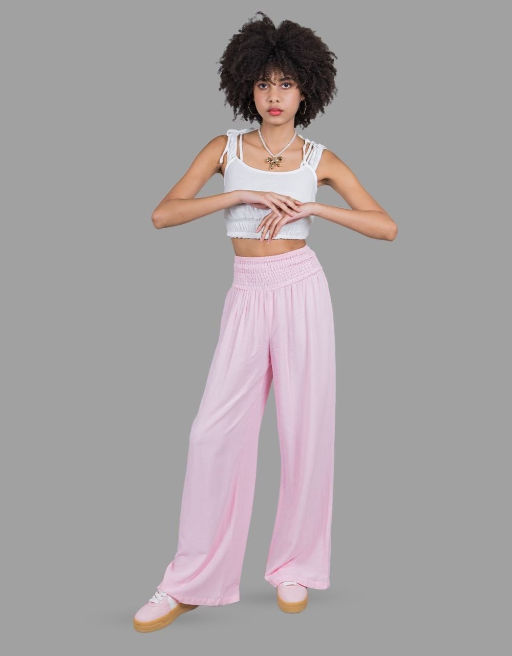 Smocked Cotton Pants