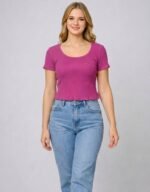 Rib Wide Neck T-Shirt