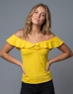 Neck Ruffle Front Twist Top