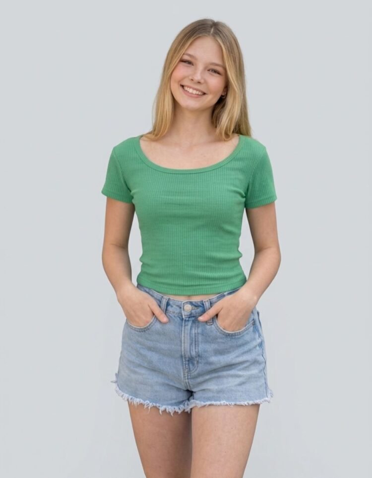 Rib Wide Neck T-Shirt