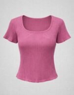 Rib Wide Neck T-Shirt