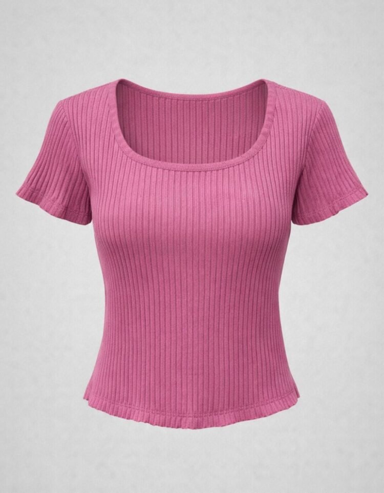 Rib Wide Neck T-Shirt
