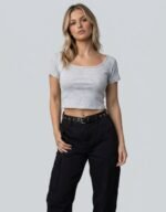 Rib Wide Neck T-Shirt