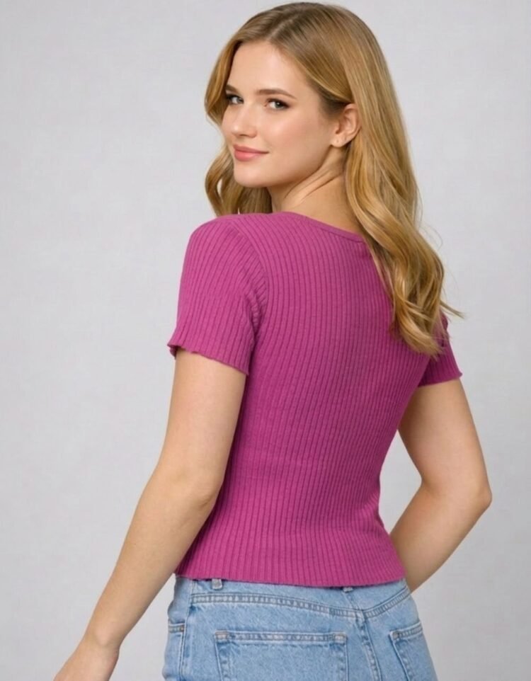 Rib Wide Neck T-Shirt