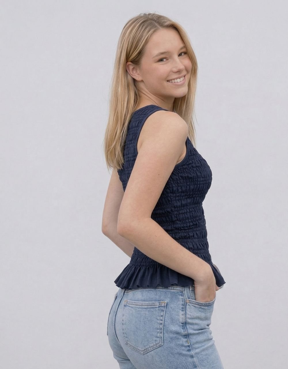 Sleeve less Smocked Top