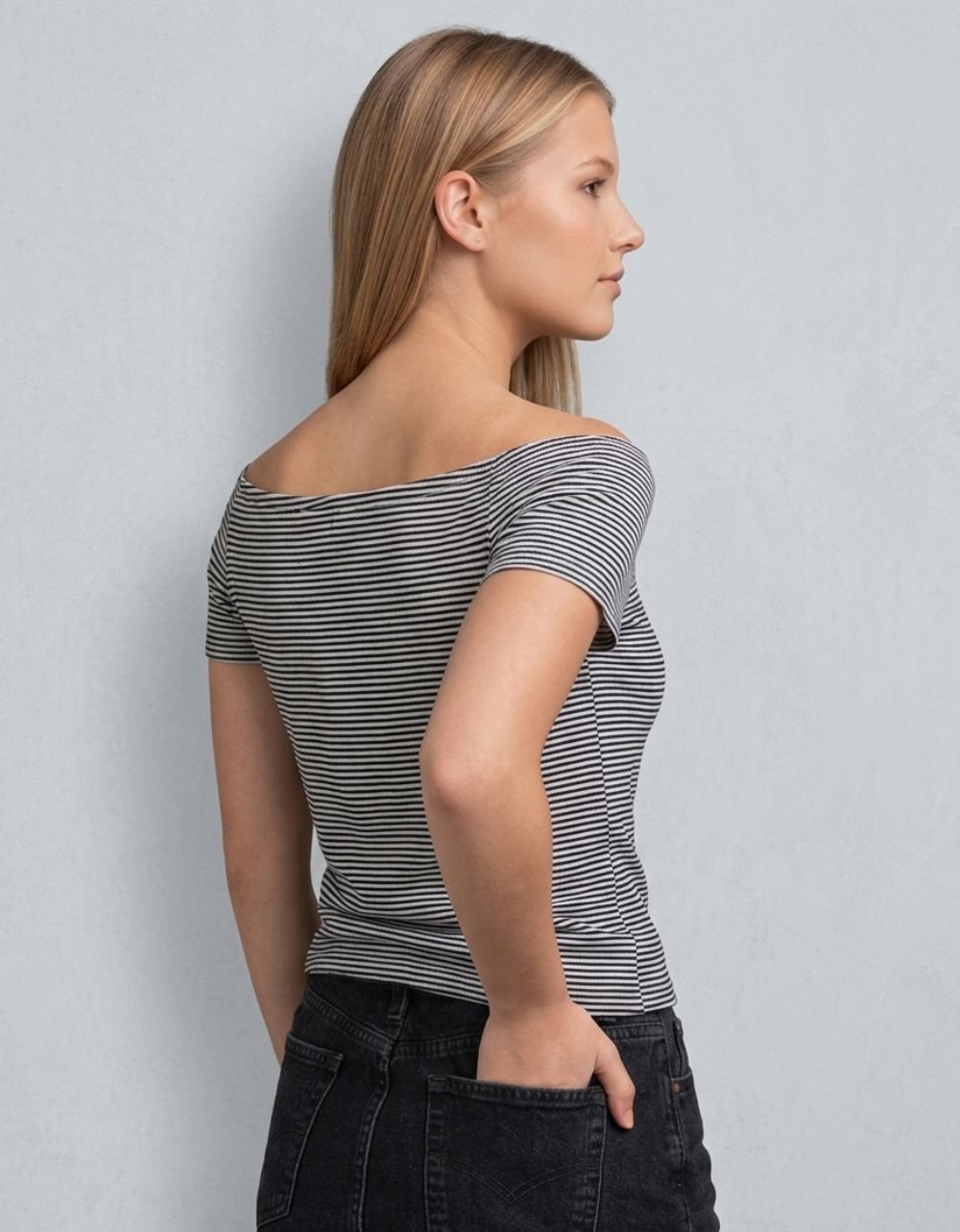 Boat Neck Stripe T-Shirt