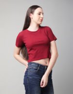 Waffle knit Crew Neck Top
