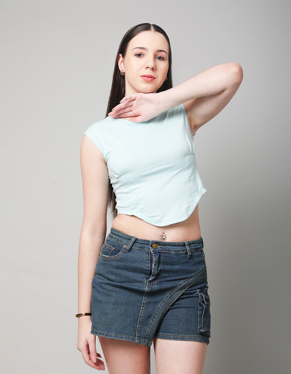 Cap Sleeve Fitted Crop Top