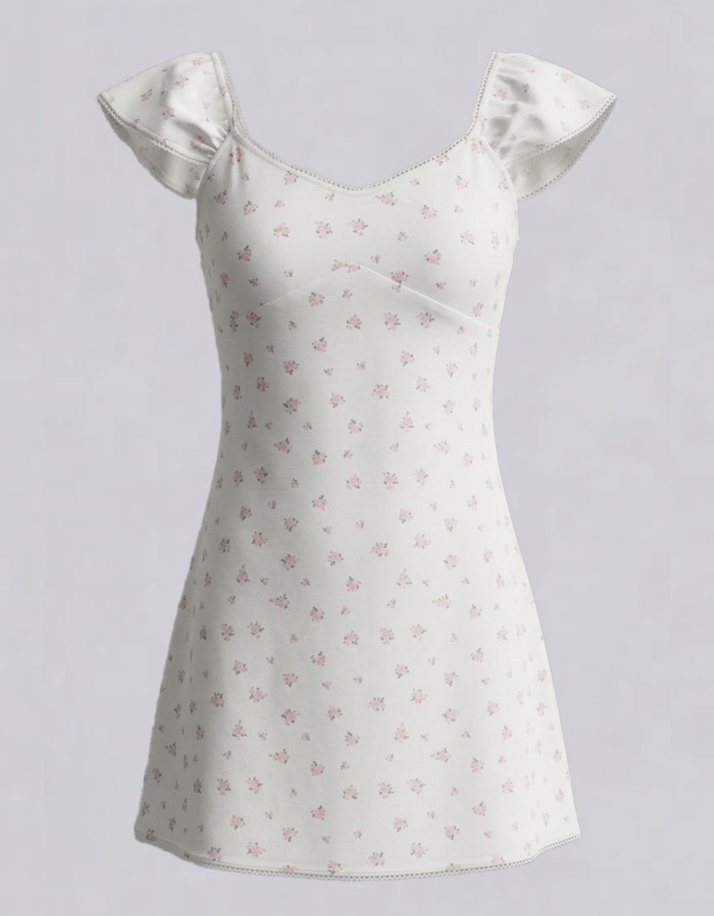 Pink Printed Flutter Sleeve Mini Dress