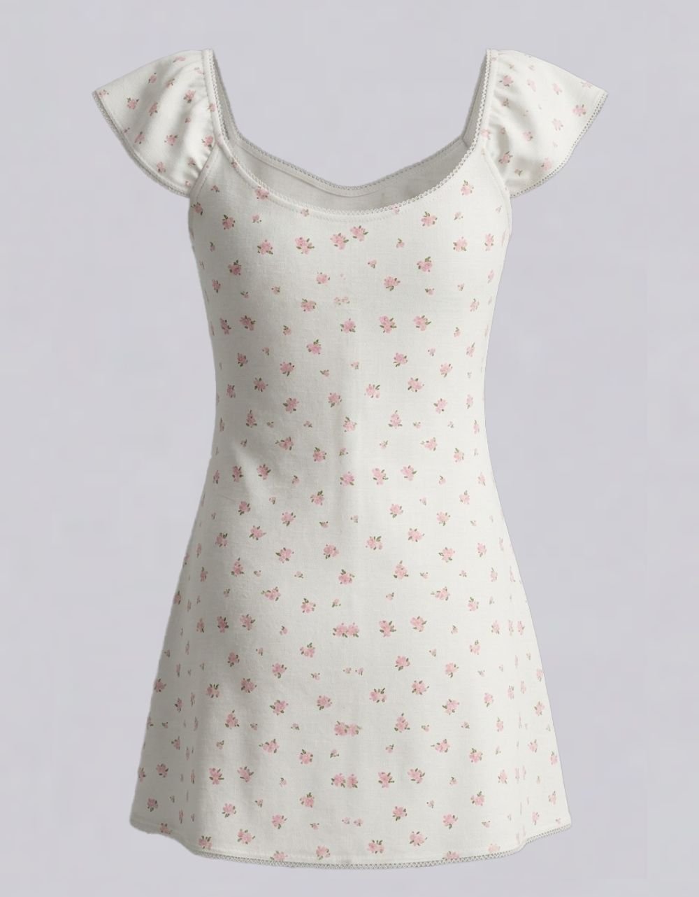 Pink Printed Flutter Sleeve Mini Dress