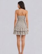 Smocked Block Printed Tube Dress