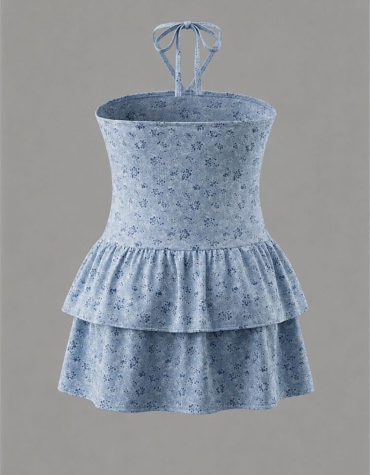Halter Neck Tiered Mini Dress