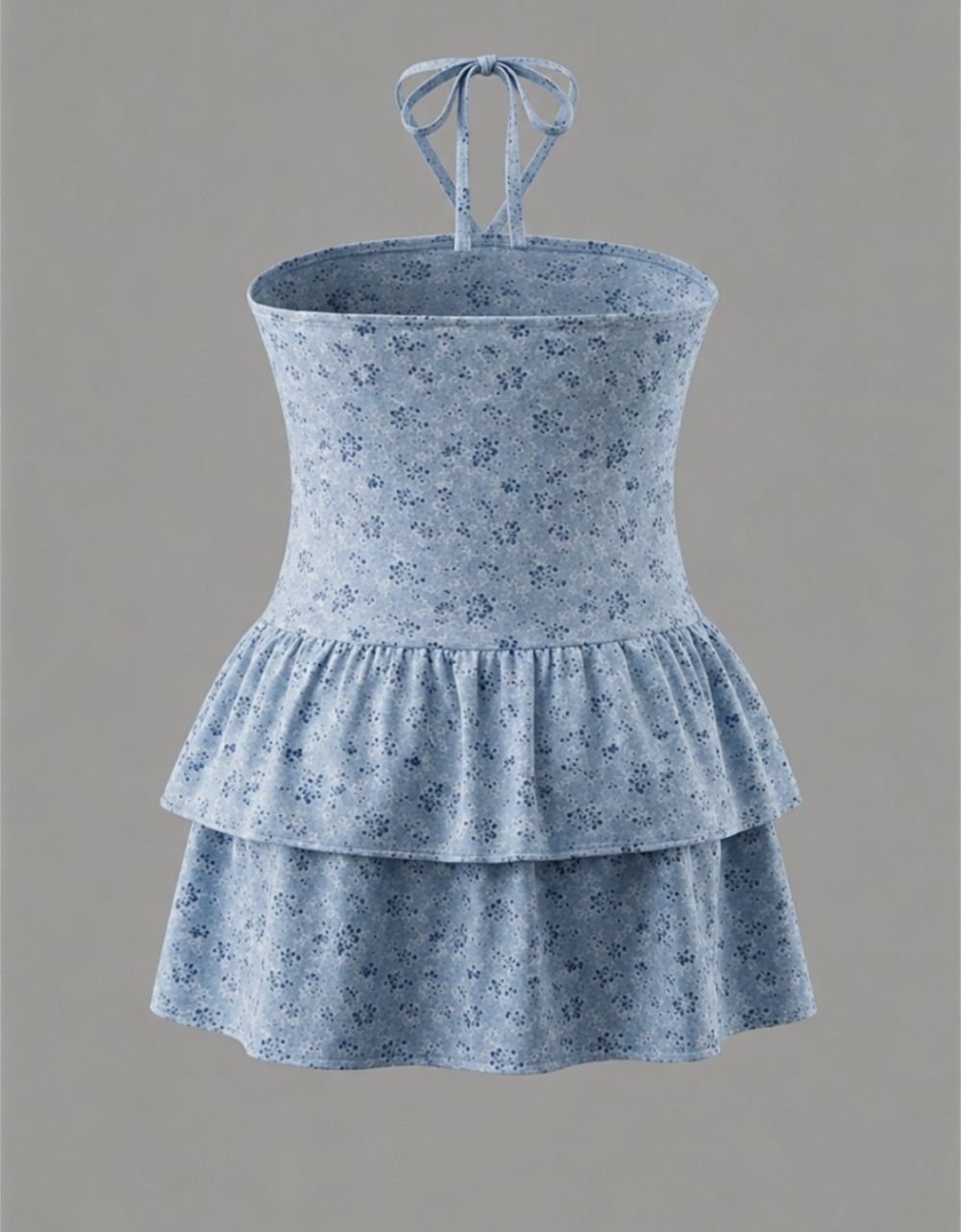 Halter Neck Tiered Mini Dress