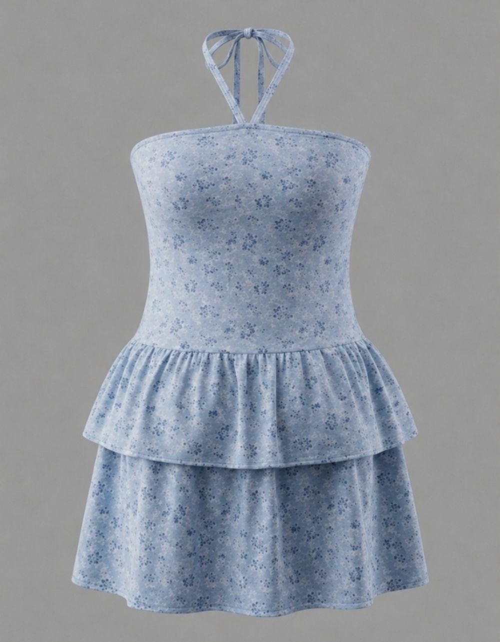 Halter Neck Tiered Mini Dress