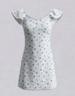 Blue Flutter Sleeve Mini Dress