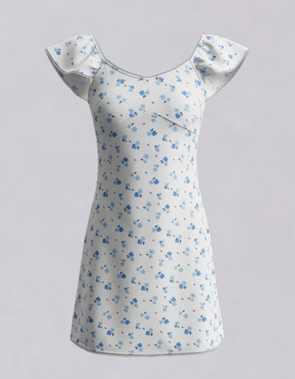 Blue Flutter Sleeve Mini Dress