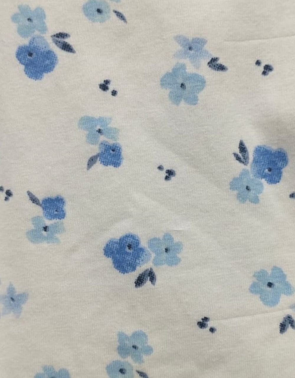 Blue Flore Print Smocked Blouse