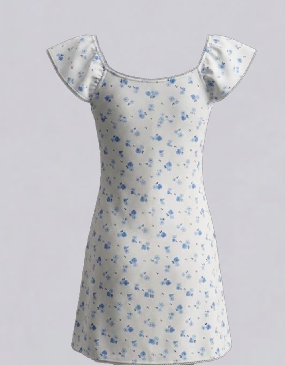 Blue Flutter Sleeve Mini Dress