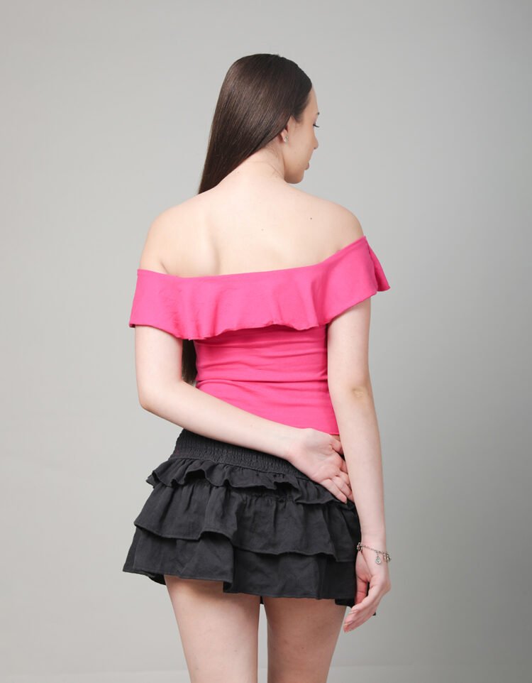 Neck Ruffle Front Twist Top