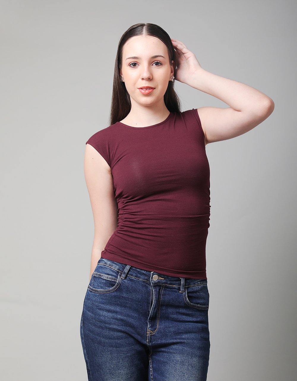 Side Ruched Sleeve Less Top