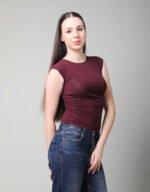 Side Ruched Sleeve Less Top