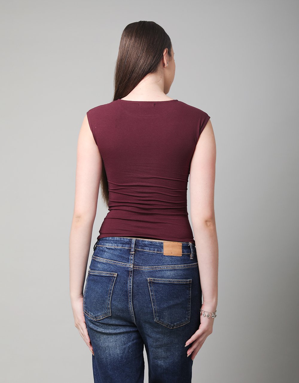 Side Ruched Sleeve Less Top
