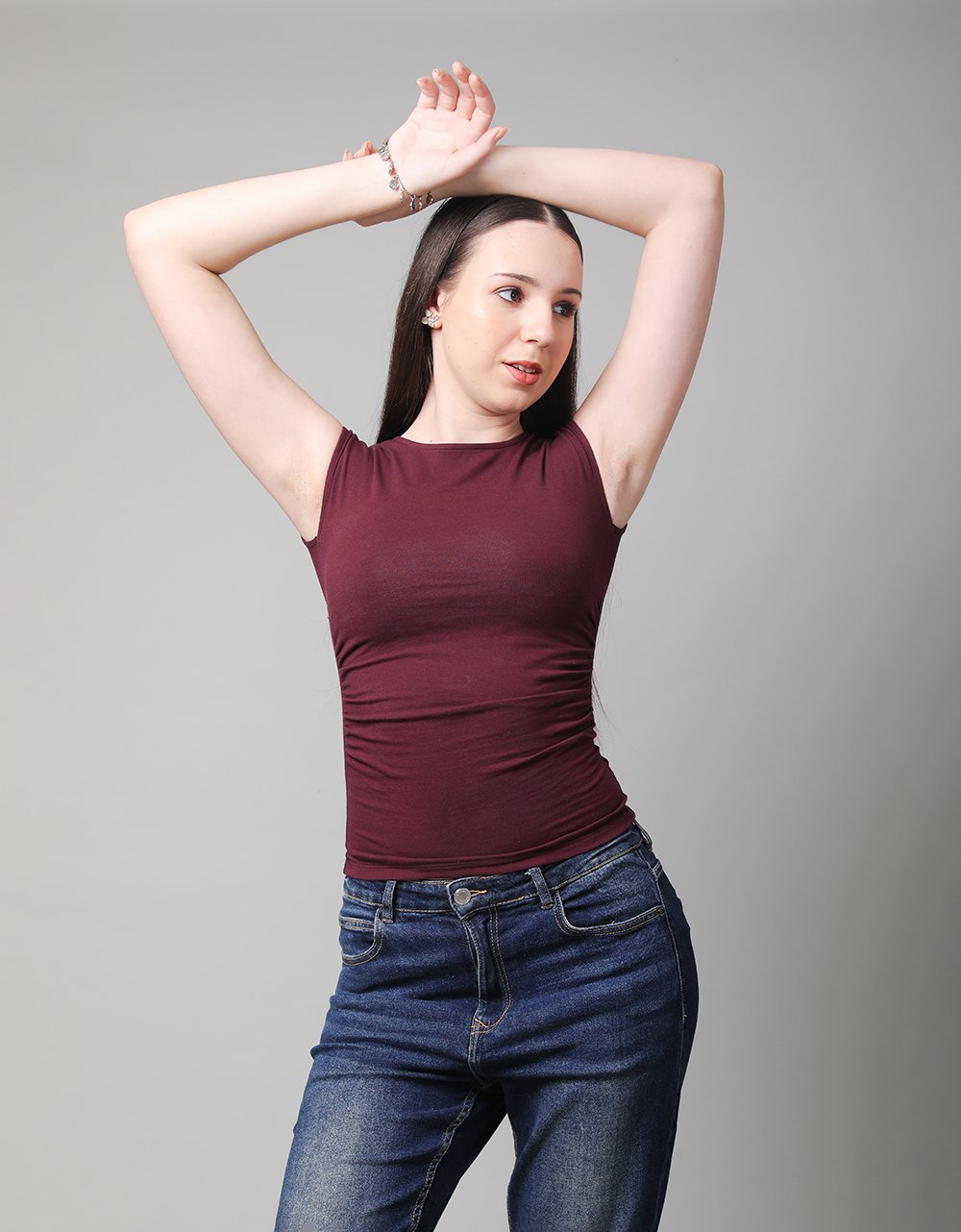 Side Ruched Sleeve Less Top