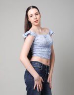 Front Tie Ditsy Floral Ruffle Short Sleeve Top