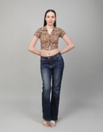 Floral Zip-Up Crop With Collar