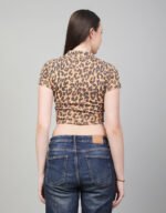 Floral Zip-Up Crop With Collar