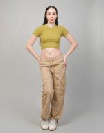 Waffle Knit Crew Neck  Top