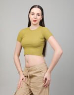 Waffle Knit Crew Neck  Top
