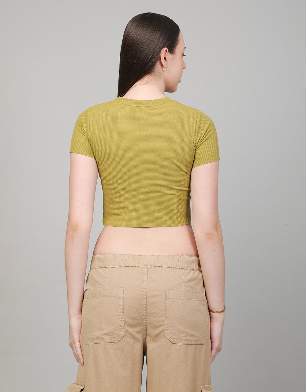 Waffle Knit Crew Neck  Top