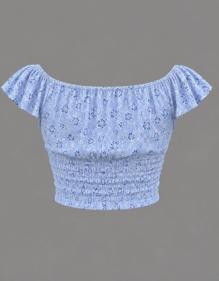 Front Tie Ditsy Floral Ruffle Short Sleeve Top