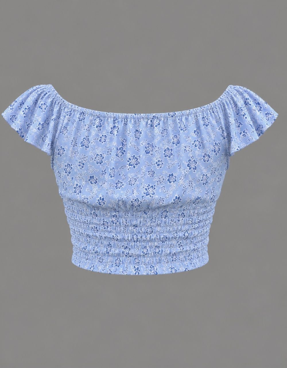 Front Tie Ditsy Floral Ruffle Short Sleeve Top