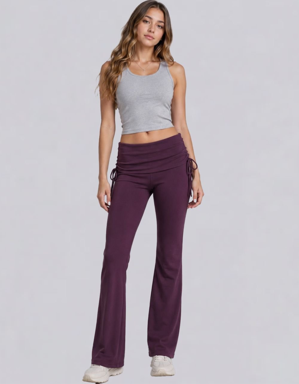 Ribbed Foldover Flared Pant