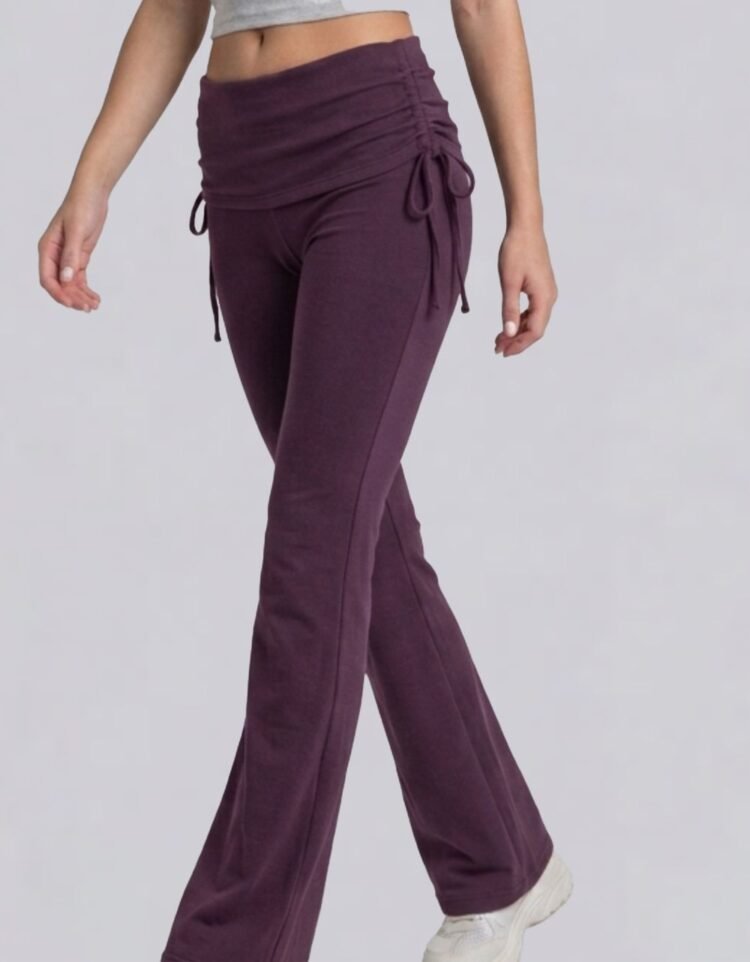 Ribbed Foldover Flared Pant